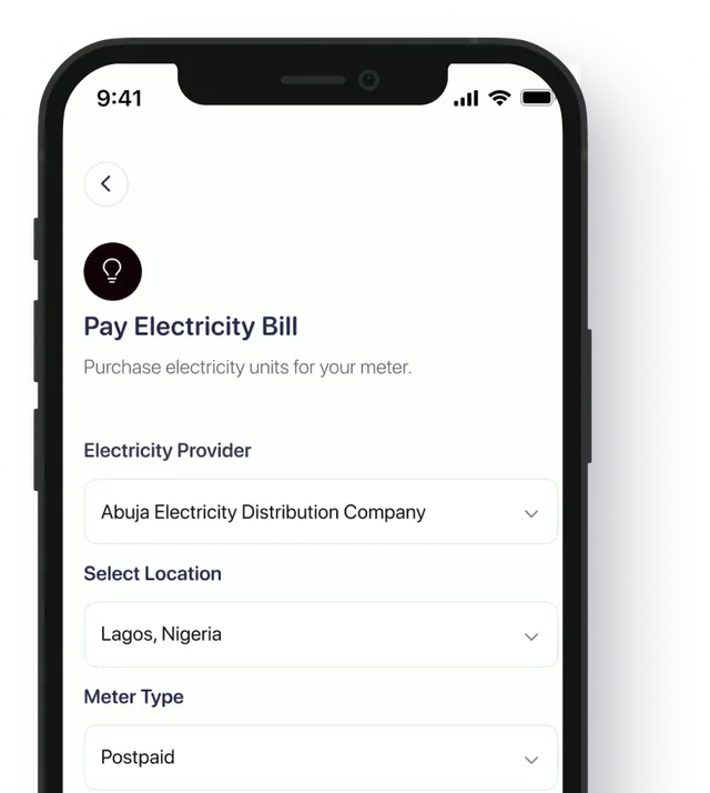 Electricity payment receipt screen